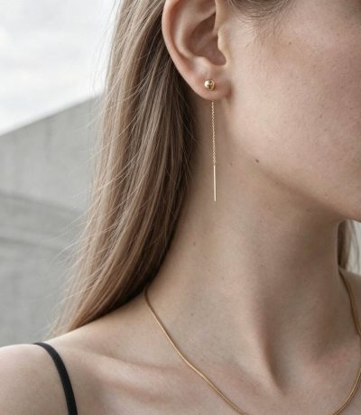 Prendor-short プレドール ショート 18K ハングボールピアス 着用